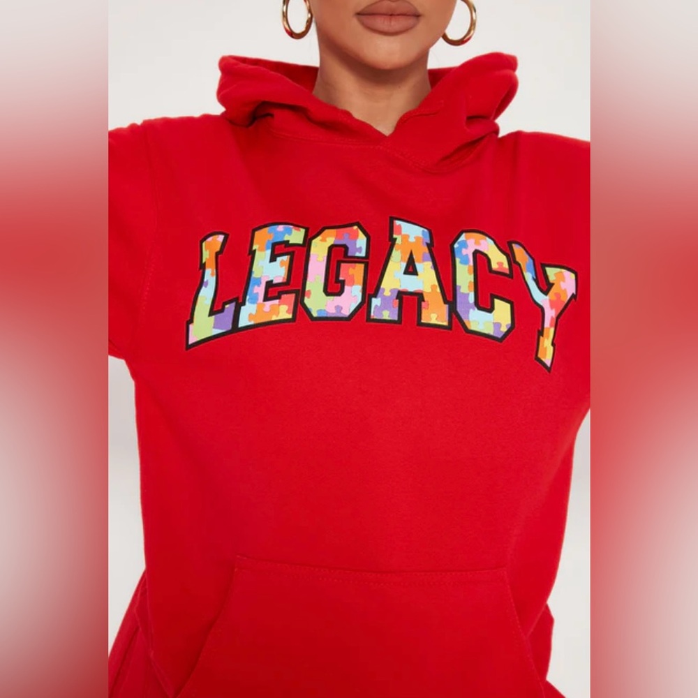 Fashion Nova Red Building My Legacy Hoodie, Size XL - Picture 3 of 16